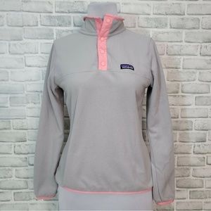 Patagonia | Micro D Snap-T Fleece Pullover | Grey & Pink | Women’s Medium